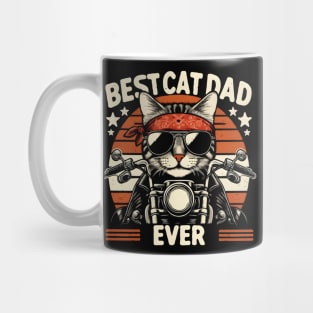 Best Cat Dad Ever Funny Cat Lover Motorcycle Rider Fathers Day Mug